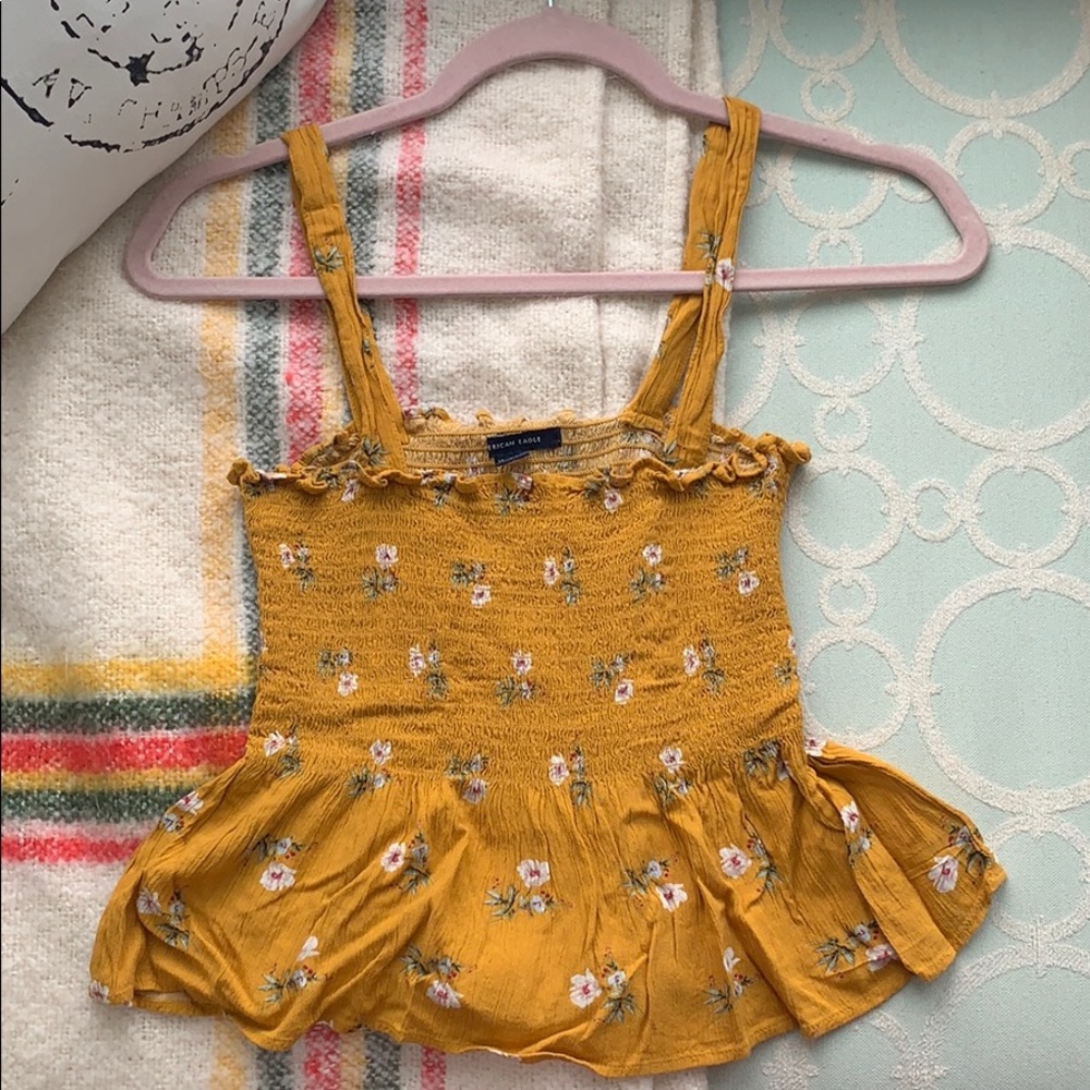 yellow AE crop top